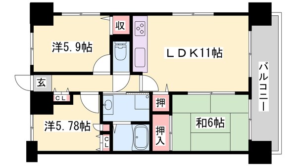 網干駅 徒歩37分 4階の物件間取画像